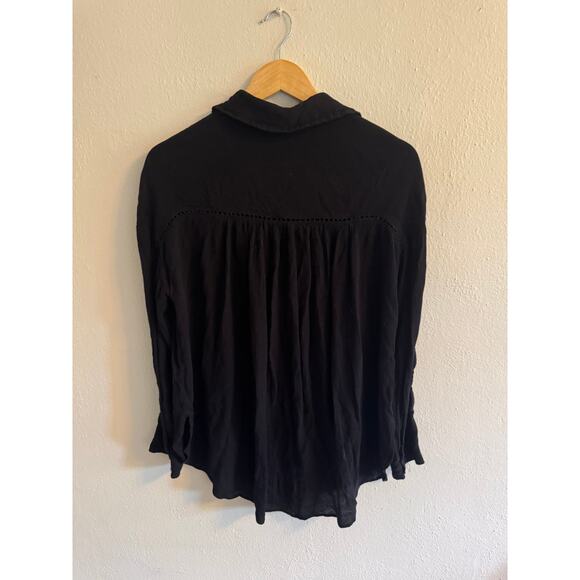 Free People black button up blouse - Picture 2 of 4